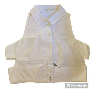 Jonathan Simkhai Women's Collared Neck Button Down White Crop Top  Size 2